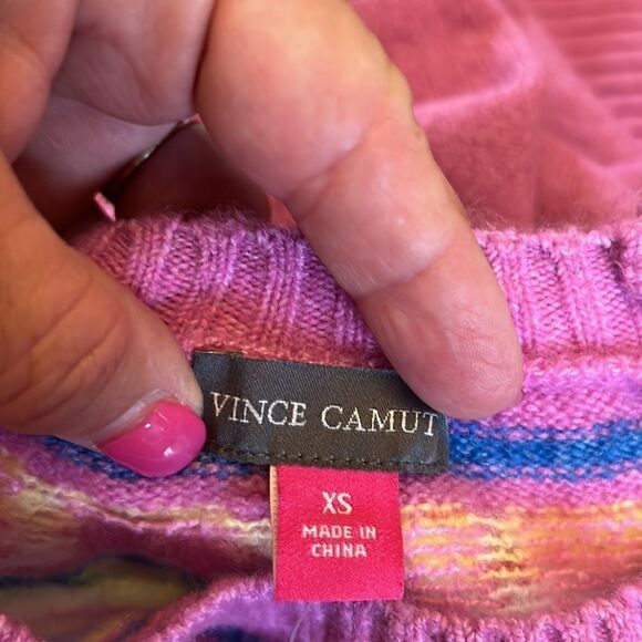 Vince Camuto pink long sleeve crew neck patterned sweater Size XS New - Picture 5 of 7